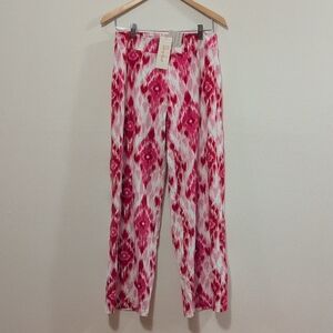 Persifor Women's Pink and White Ikat Resort Pants (Stretchy!). NWT Sz S